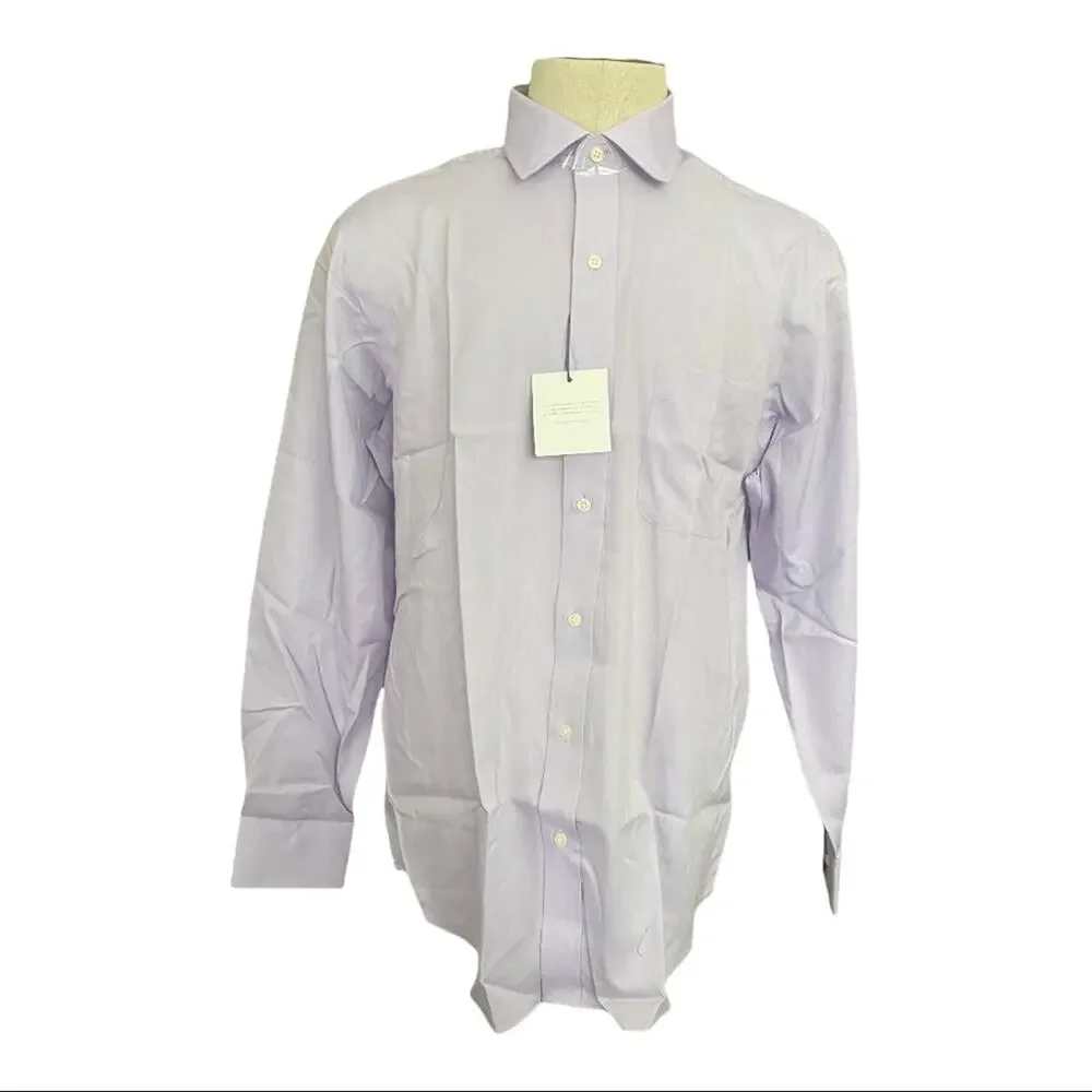 Buttoned Down Cotton Lavender Collared Shirt Size 34 16 - Picture 1 of 6